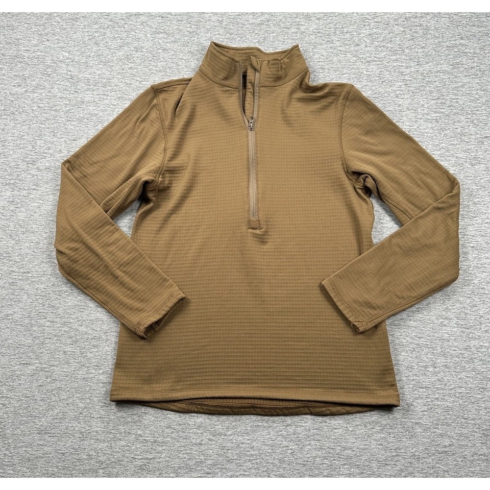 Condor Pullover Mens Small Brown 1/2 Zip Fleece Grid Lined Base Tactical Outdoor